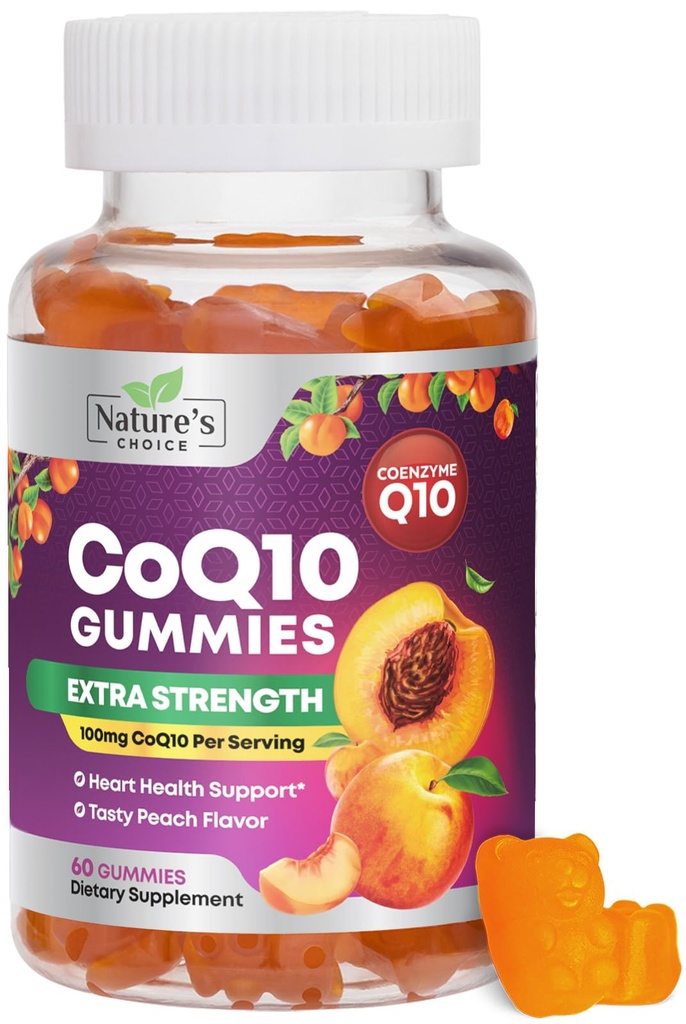 100 mg Yetişkinler için CoQ10 Gummies - 3X Güçlü, Yüksek Abhidrasyon, Kalp Sağlığı Desteği ve Enerji Üretimi için Antioksi Supplement, Ultra Coenzyme Q10 Vitaminleri, Coq 10 Supplements - 60 CoQ10 Gummies