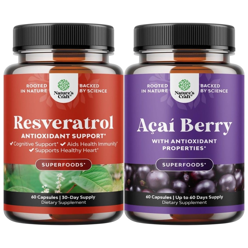 Resveratrol Capsules with AMPK Metabolic Activator for Metabolism Boost & Cellular Verimliliği ve Acai Berry Antioksit Sistem ve Bilişsel Sağlık Immune System And Men for Immune