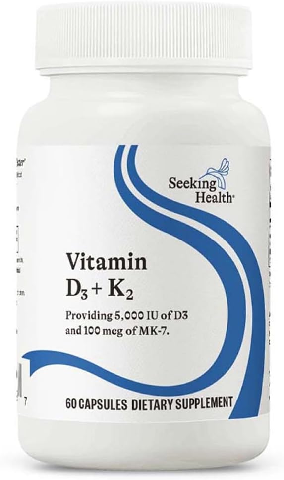 Sağlık Vitamin D3 + K2 - Immune System & Bone Health Support with Vitamin D3 (Cloncalciferol) & K2 (Menaquin-7) - Vegetarian D & K Supplement - 60 Capsules