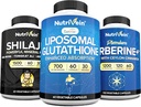 Nutrivein Premium Shilajit Capsules, Liposomal Glutathione Supplement, & Berberine Supplement Bundle: Berberine, Glutathione, & Shilajit Capsules for Men & Women - Metabolism, Vitality, & Balance