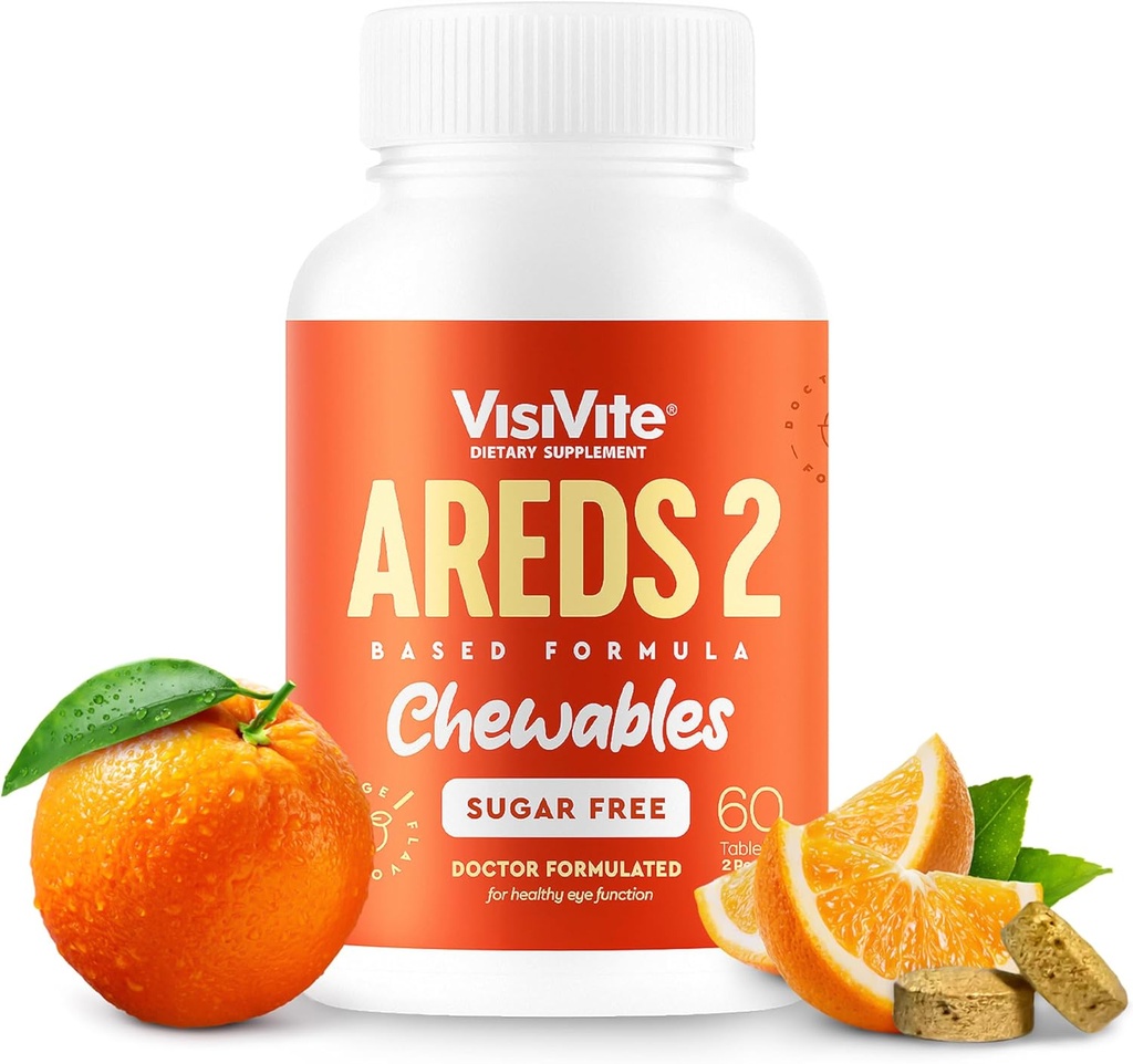 AREDS 2 Sugar-Free Eye Vitamins - Gözler için Lutein Gummies - Eye Health için Lutein - Premium Sugar-Free Eye Vitamins - Eye Care Supplements for Yetişkinler (Chewable Tabletler)