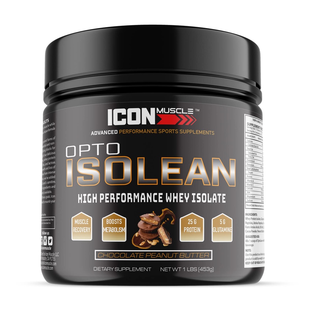 Isolean Whey Protein Isolate Toz, Vanilla, Chocolate, Strawberry, Cookies & Cream, Salted Caramel, Chocolate Mint, Chocolate Peanut Butter, 1 Pound (Chocolate Peanut Butter)