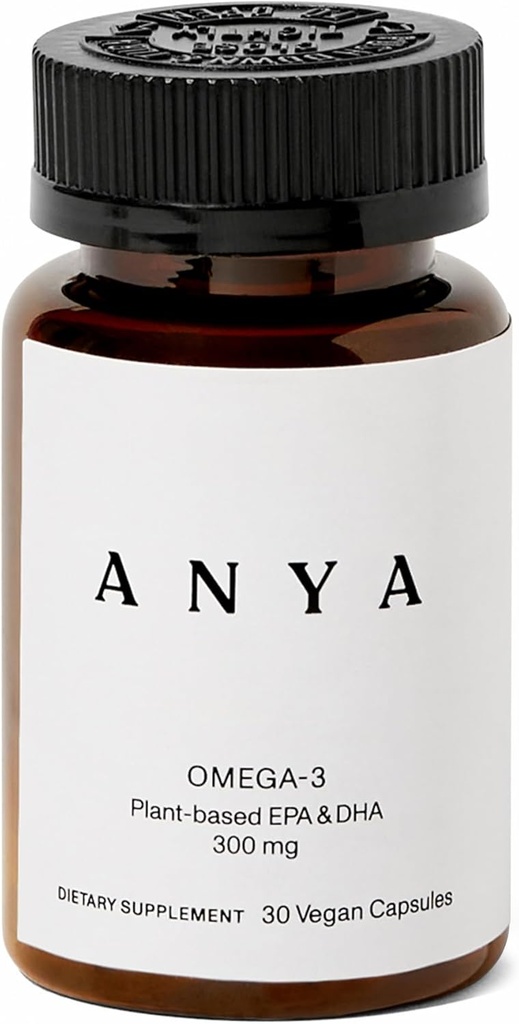 ANYA Omega 3 με 300mg DHA και EPA, Καθαρά συστατικά, Μη ΓΤΟ, 100% Vegan, Γλουτένη, Σόγια, και Γαλακτοκομικά Δωρεάν. Συμπλήρωμα για τις γυναίκες, προγεννητική μεταγεννητική βιταμίνη για τον θηλασμό και την υποστήριξη της γαλουχίας