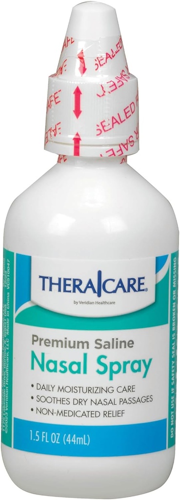 Thera Care Nasal Spray | Premium Saline | 1.5 fl oz | Non-Medicated Çözüm | Yetişkinler ve Çocuklar için Güvenli | Alerjiler Yardımı