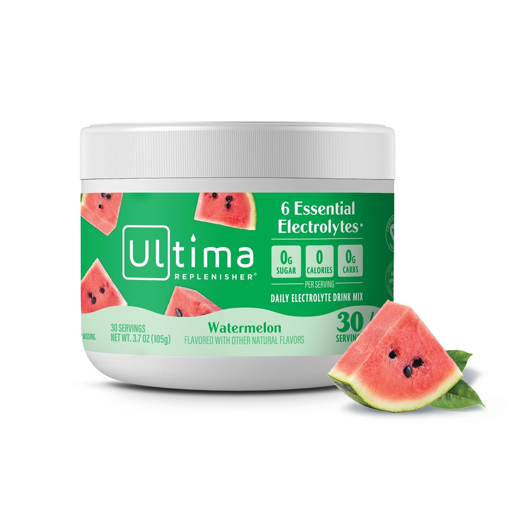 Ultima Repleniser Daily Electrolyte Powder Drink Mix – Χωρίς ζάχαρη – Καρπούζι, 30 σέρβις – Ενυδατική σκόνη με 6 Ηλεκτρόλυτα και Ιχνηλάτηση Ορυκτά – Κετοφιλικά, Vegan, Μη ΓΤΟ
