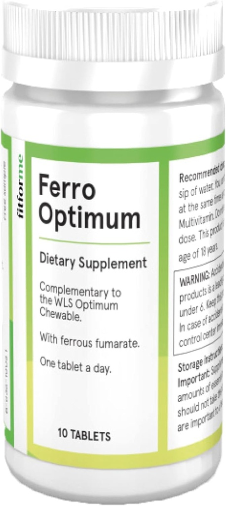 FitForMe Bariatric Multivitamins Iron Supplement After Gastrik Kolları - Bir Gün Ferro Optimum Tablet - 10 Günlü Demir Demir (Iron ATM for Optimum Chewable)