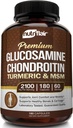 NutriFlair Glucosamine Chondroitin Turmeric MSM Boswellia, 180 κάψουλες - Κοινό συμπλήρωμα άνεσης - Φυσικό & μη GMO - Αντιοξειδωτικά χάπια - Υποστηρίζει την πλάτη, γόνατα, χέρια, αρθρώσεις, Cartilage
