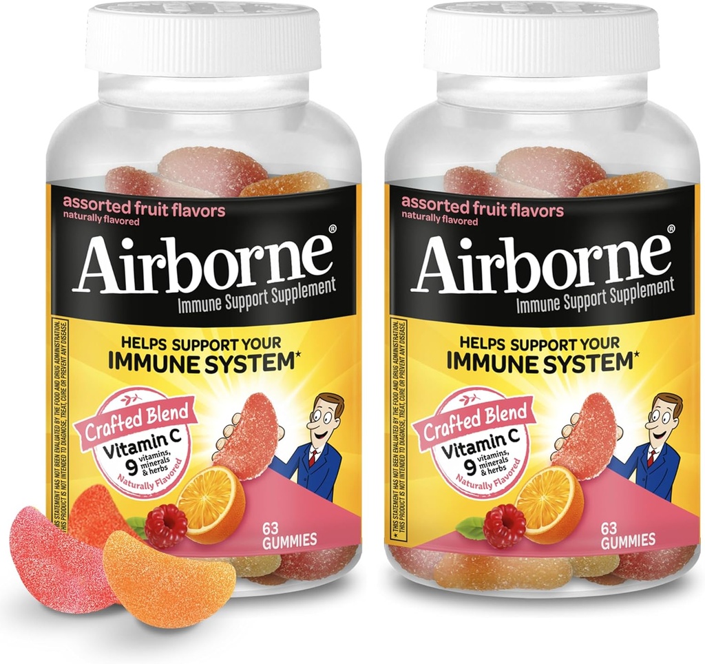 Yetişkinler için 750 mg Vitamin C Gummies, Immune Support Gummies with Powerful Antioksis VIT C & E, Caffeine Free - 2x63ct Şişe (42 Servisler)