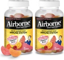 Airborne 750mg Βιταμίνη C Gummies για ενήλικες, Gummies Ανοσοποιητική Υποστήριξη με Ισχυρό Αντιοξειδωτικά VIT C & E, Καφεΐνη Δωρεάν - 2x63ct Μπουκάλι (42 Σερβίρει), Ποικιλόμορφη Γεύση Φρούτων