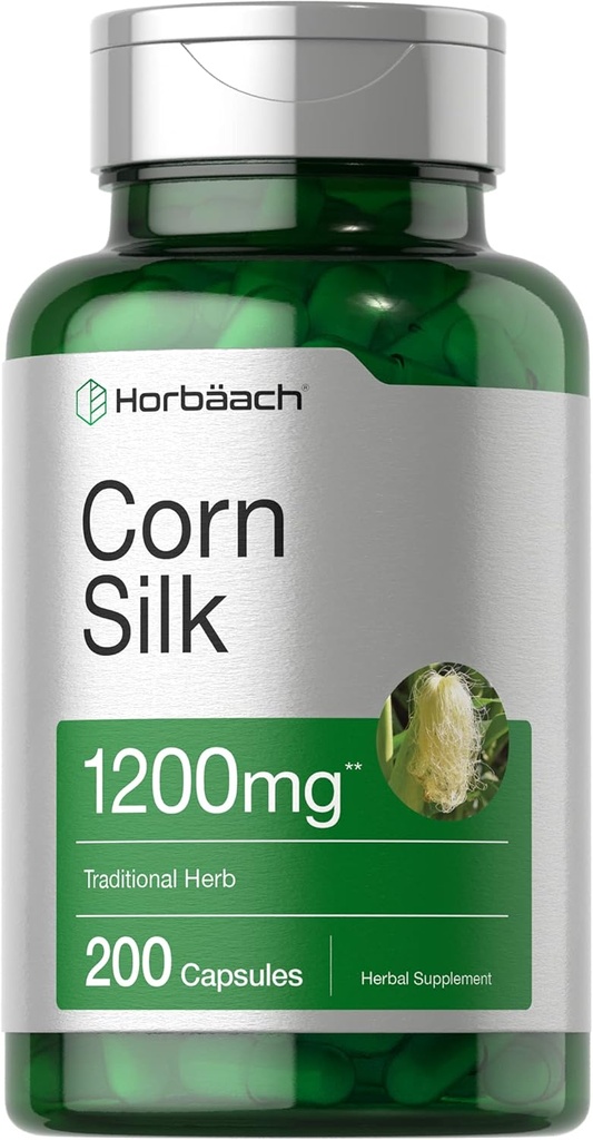 Horbäach Corn Silk Capsules 1200 mg | 200 Count | Non-GMO, Gluten Free Extract Supplement Supplement Supplement Supplement