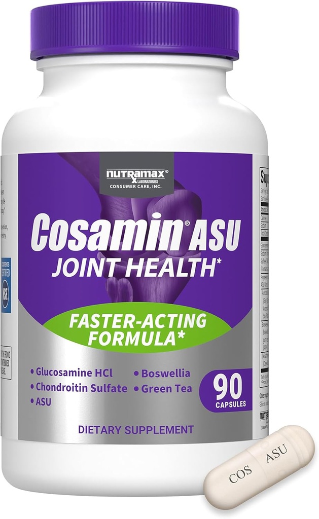 Cosamin Nutramax Laboratories ASU Ortak Sağlık Supplement with Glucosamine, Chondroitin & ASU for Men's & Women's Joint Health, 90 Capsules