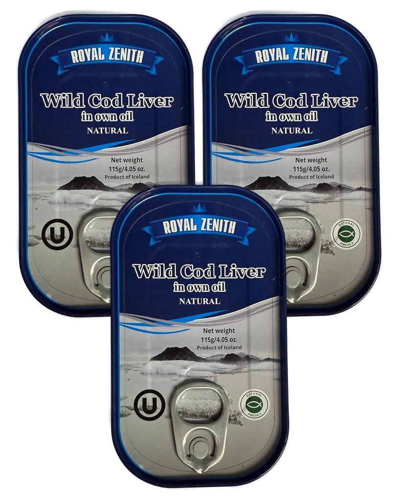 Royal Zenith İzlandaic Wild Cod Liver 4.05oz /115g 3 Paket 3