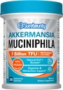 Akkermansia Probiyotik GLP-1, 1 Milyar TFU, Akkermansia Muciniphila with Prebiyotik Inulin Fiber, Gut Health for Men & Women, Vegan, Non-GMO, 30 Caps