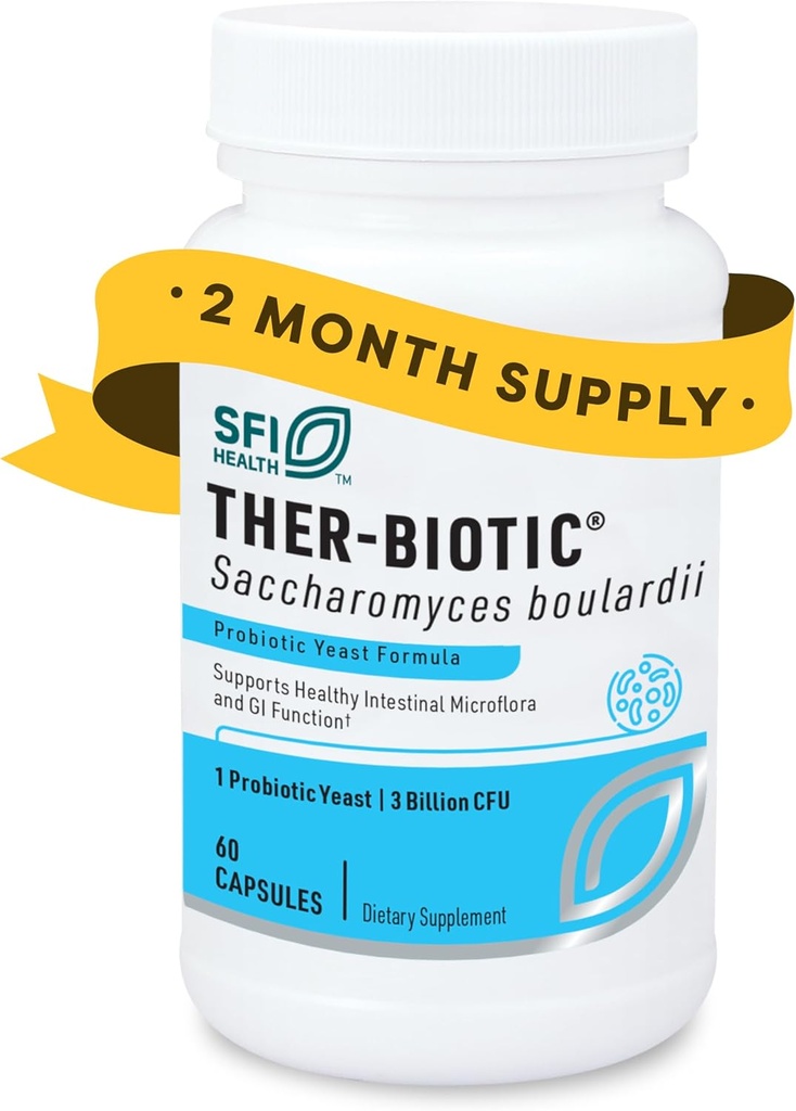 Klaire Labs SFI Health Ther-Biotic Saccharomyces Boulardii Probiotics for Women & Men - S Boulardii Probiotics for Digestive Health & Immune Support - Υποστηρίζει Υγιεινή Εντερική Χλωρίδα (60 Κάψουλες)