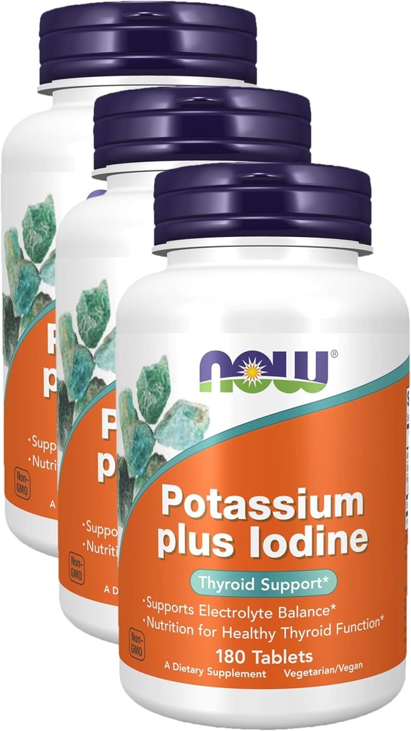 Şimdi Gıdalar Potasyum Plus Iodine, 180 Tabletler (Paket 3 )