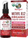 MaryRuth Organics Vitamin B12 Sıvı yapıştırıcısı | Vegan, Non-GMO, Gluten-Free | USDA Organic Supplement | Energy & Nervous System Support | B12 Vitaminleri Kadınlar ve Erkekler için | 1. Fl Oz