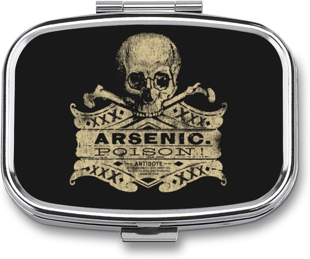 Metal 2tment Pill Organizer Travel Friendly Portable Compact Pill Box Cute Pill Case to Hold Vitamins/Fish Oil/Supplements/Meds/Tablet for Purse/Pocket (Arsenic Zehir)
