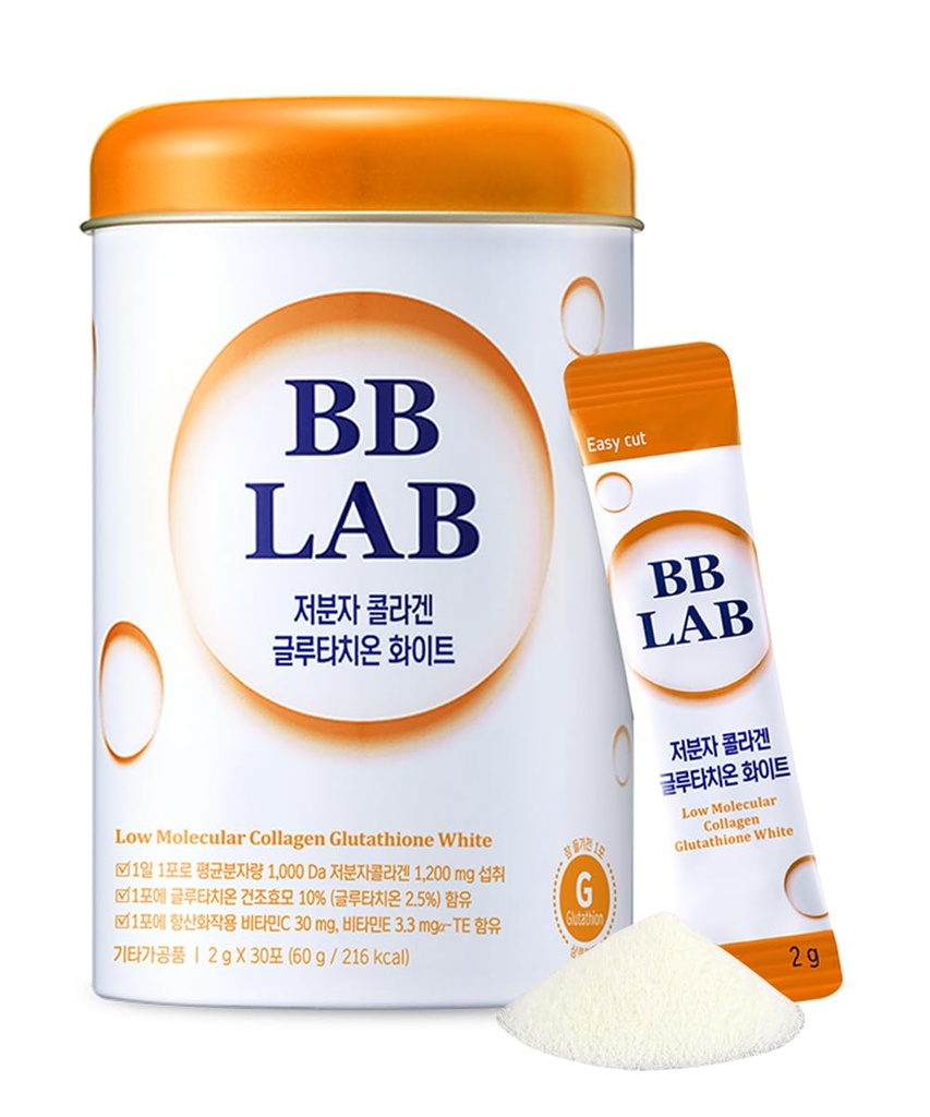 BB LAB Collagen Glutathione White, Low Molecular Korean Stick Supplement, Fish Peptides, C, Vitamin E, Glutathione, Hızlı abopsiyon, Orange Flavor