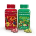 Balance of Nature Fruits and Veggies Συμπληρώματα - ολόκληρα συστατικά φρούτων και λαχανικών για γυναίκες, άνδρες και παιδιά - 90 κάψουλες φρούτων, 90 κάψουλες λαχανικών - 1 σετ
