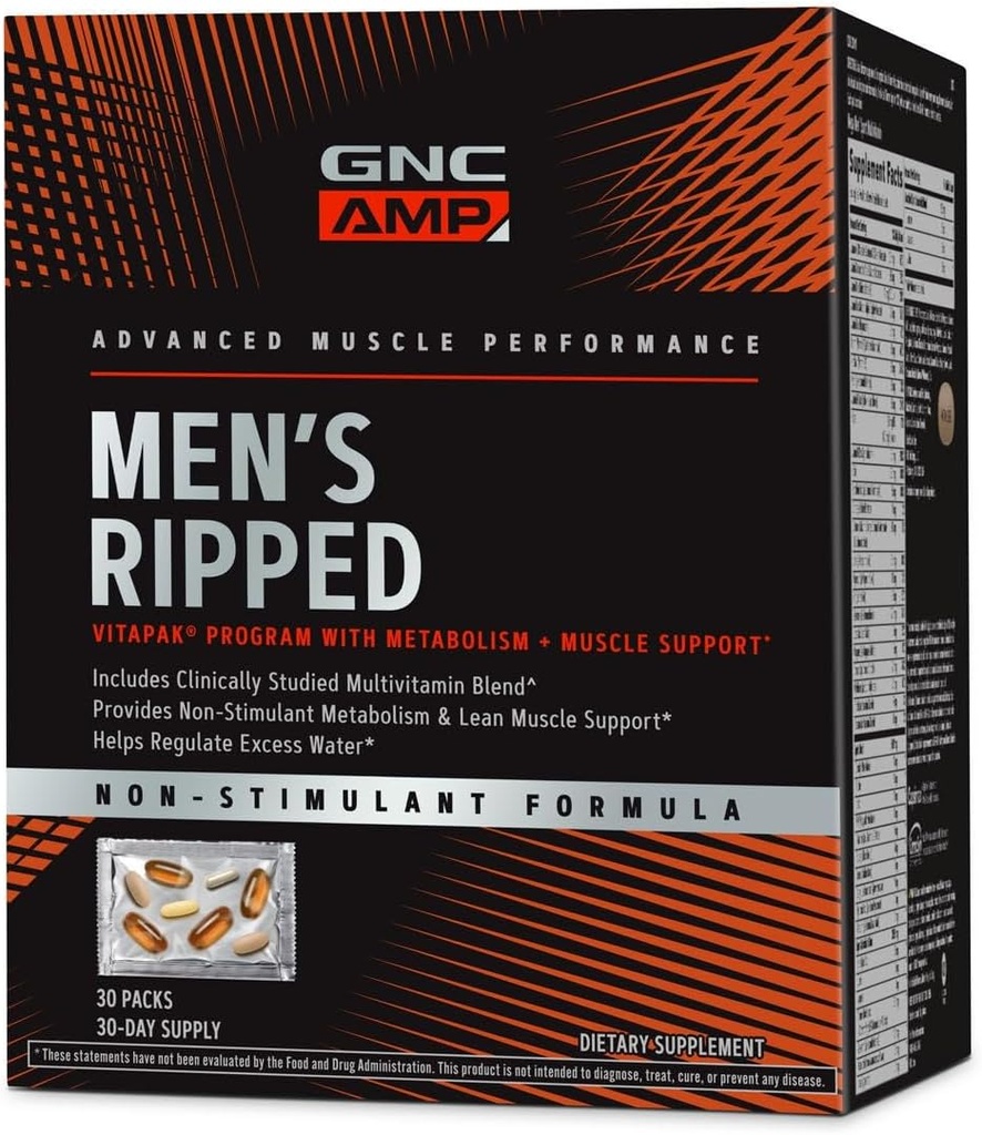 GNC Άνδρες Rippped Κλινικά Σπουδές Multivitamin Blend, Lean μυϊκή υποστήριξη, μη-διεγερτική Formula, 30 Υπηρεσίες