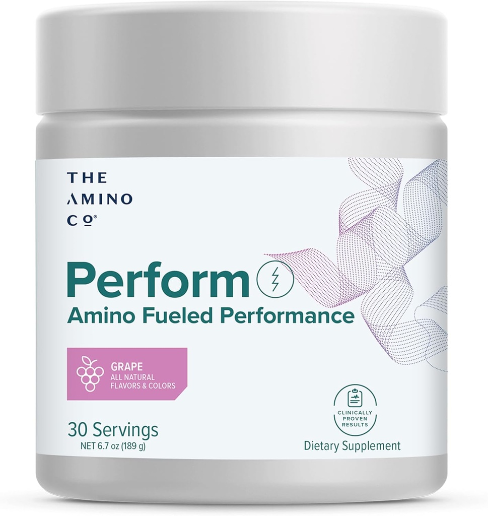 Amino CO. - Pure EAA Amino Asits & Natural Flavor ile Pre Workout Toz Supplement, Stevia Sweetized Preworkout Energy Boost for Men & Women - Grape (6.7 oz)
