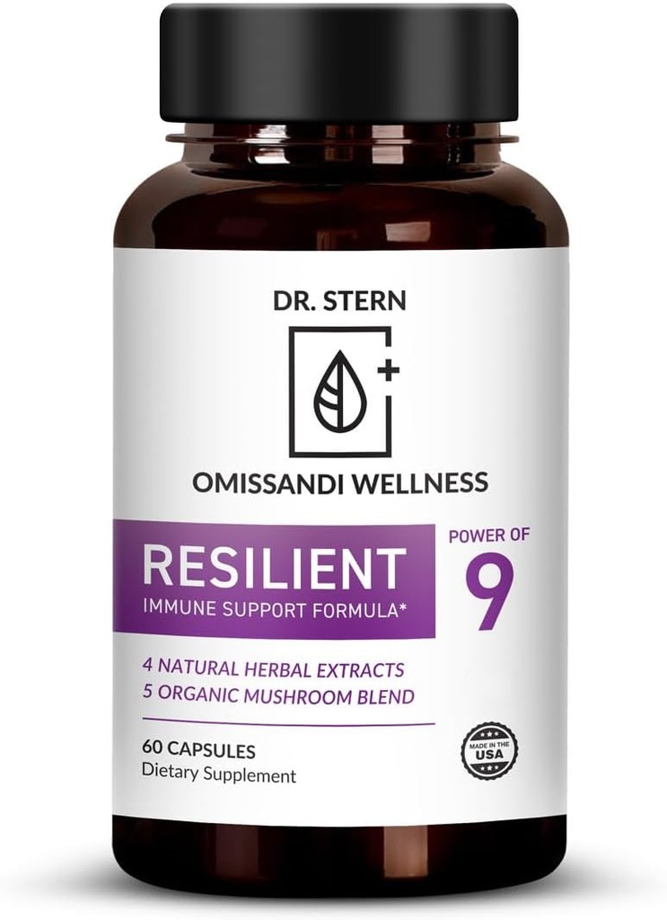 BIO-Essentials, Resilient - Natural Immune System Support - Dr. savunmalarınızı artırmak için formüle edildi - W/Organic Mushroom Mix, Echinacea, Astragalus, Oregano & More Capsules - Amerika'da Made