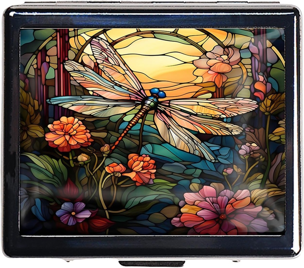 7 Days Chromed Shiny Silver Pill Organizer with Mirror Inside Has 8 Ayrı Karşılaştırmalar Rect bok 7 Gün Pill Box Pill Case (Dragonfly Stained Glass)