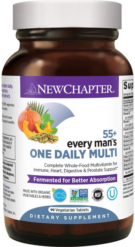 Νέο Κεφάλαιο Πολυβιταμίνης για Άνδρες 50 Plus - Every Man's One Daily 55+ με Ζυμωμένα Προβιοτικά + Ολόκληρα Τρόφιμα + Ασταξανθίνη + Βιολογικά Μη ΓΤΟ Συστατικά - 90 ct