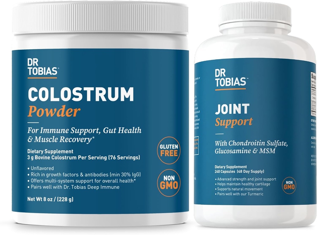 Dr. Tobias Ortak Destek Supplement ve Colostrum Toz - Ortak Hareketlilik, Kartilage Health ve Immune Function - Non-GMOMO