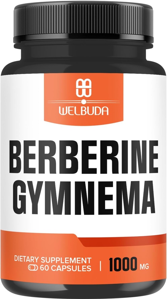 Organik Gymnema Sylvestre Leaf ile 1000 mg Berberine Supplement - Yüksek Kondüktörlü 60 Capsules - Immune System, Circulatory Health & Gastrointestinal Function
