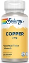 Solaray Copper 2 mg | Sağlıklı Kırmızı Kan Hücre Formu, Immune ve Nerve Function Support | Non-GMO | 100ct