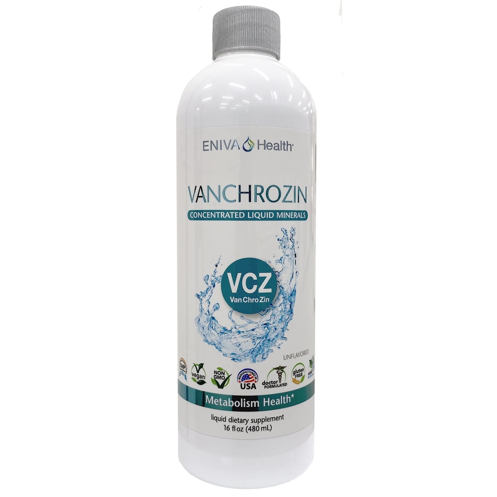 Eniva Health VANCHROZIN Liquid Ionic Minerals Supplement, Valvedium, Kromium & çinko, Diabetic Friendly, 16 Fl Oz, 96 Servisler