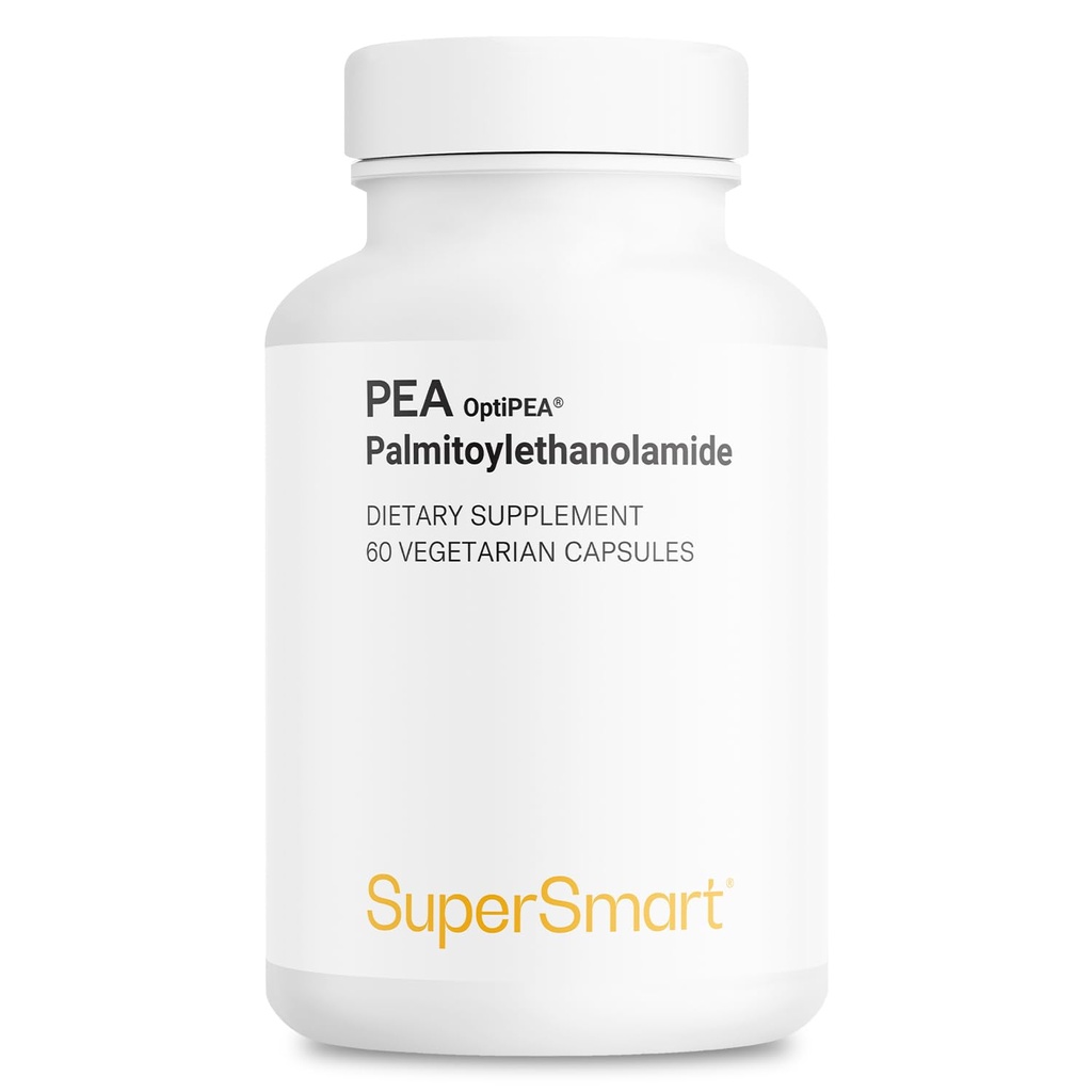 Supersmart - 99 Pea Supplement 1200 mg per Day (Patented) - OptiPEA PalmitoylEthanolAmide | Non-GMO & Gluten Free - 60 Vegetarian Capsules