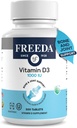 FREEDA Vitamin D3-1000 IU - Pure High Potency Kosher Supplement Tabletler - Bone and Muscle Health,dis Abors, Immune Support for Men and Women* - 500 Kont Count Count Count