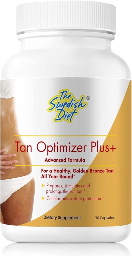 Tan Optimizer Plus+ – Sugar-Free Tanning & Skin Health Supplement with Beta Carotene, L-Tyrosine, Collagen & Antioksit Skin & Immune Support – 30 Capsules