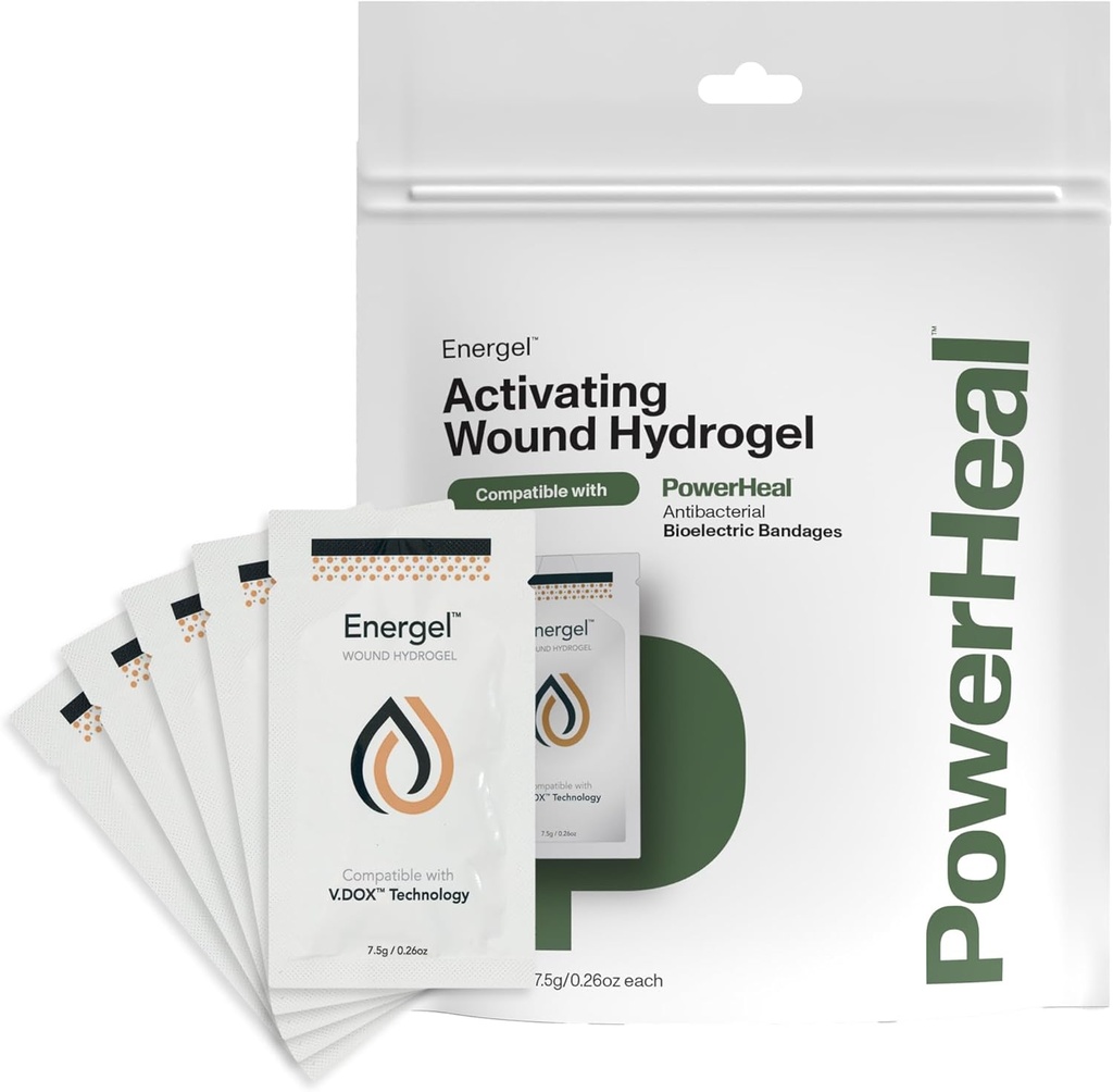 PowerHeal Energel Hydrogel - Yaralarınızı Korumak ve Saçlar için Moisture Sağlamak, Abrasions, Fırklar, Burns, Yararlılar, Ulcers & More - 5-Pack, 0.26 Oz