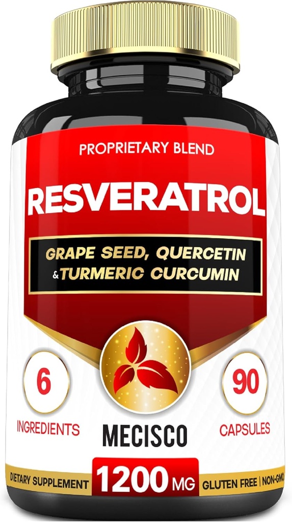 Grape Tohumu ile Trans Resveratrol Tamam, Süt Butle ve More - Resveratrol - 6 Herbal Immune System, Heart Health, Body Management - 90 Capsules