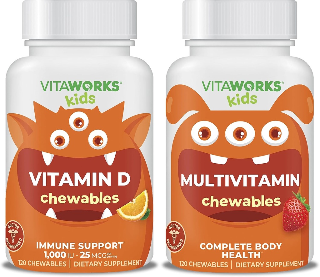 Kids Vitamin D3 1000 IU Chewables + Multivitamin Chewables Bundle