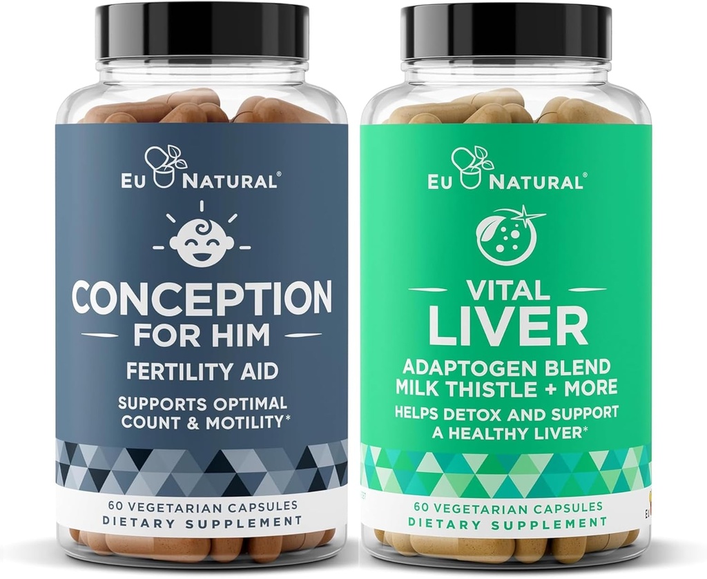 Σύλληψη για τον και Vital Liver Bundle - Ανδρική ενίσχυση γονιμότητας & προγεννητικό συμπλήρωμα + 9-σε-1 υποστήριξη ήπατος