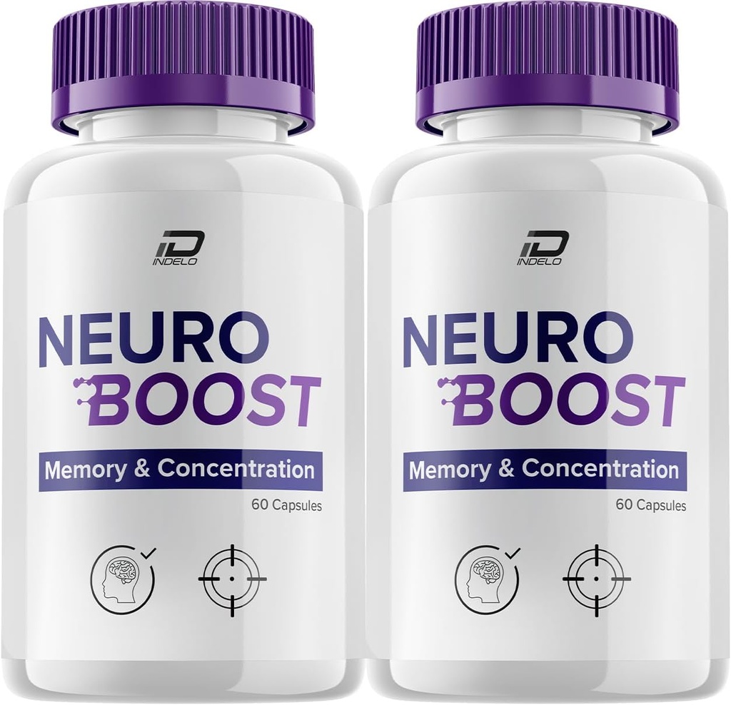 Neuro Boost Focus Supplement, Neuro Boost IQ Memory Focus and Cognitive Support, Neuro Booster Pills Nootropic, NeuroBoost to Boost Memory, Neuro Boost Vitamin Reviews (2 Pack - 120 Capsules)