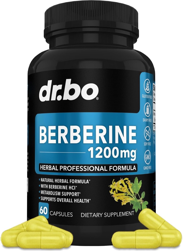 Berberine Supplement Capsules - Sağlıklı Metabolik Destek için 1200 mg Berberine HCL Supplement - Kadınlar ve Erkekler için Premium Doğal Kompleksi, Pure Support Capsules Supplements - 60 Pills