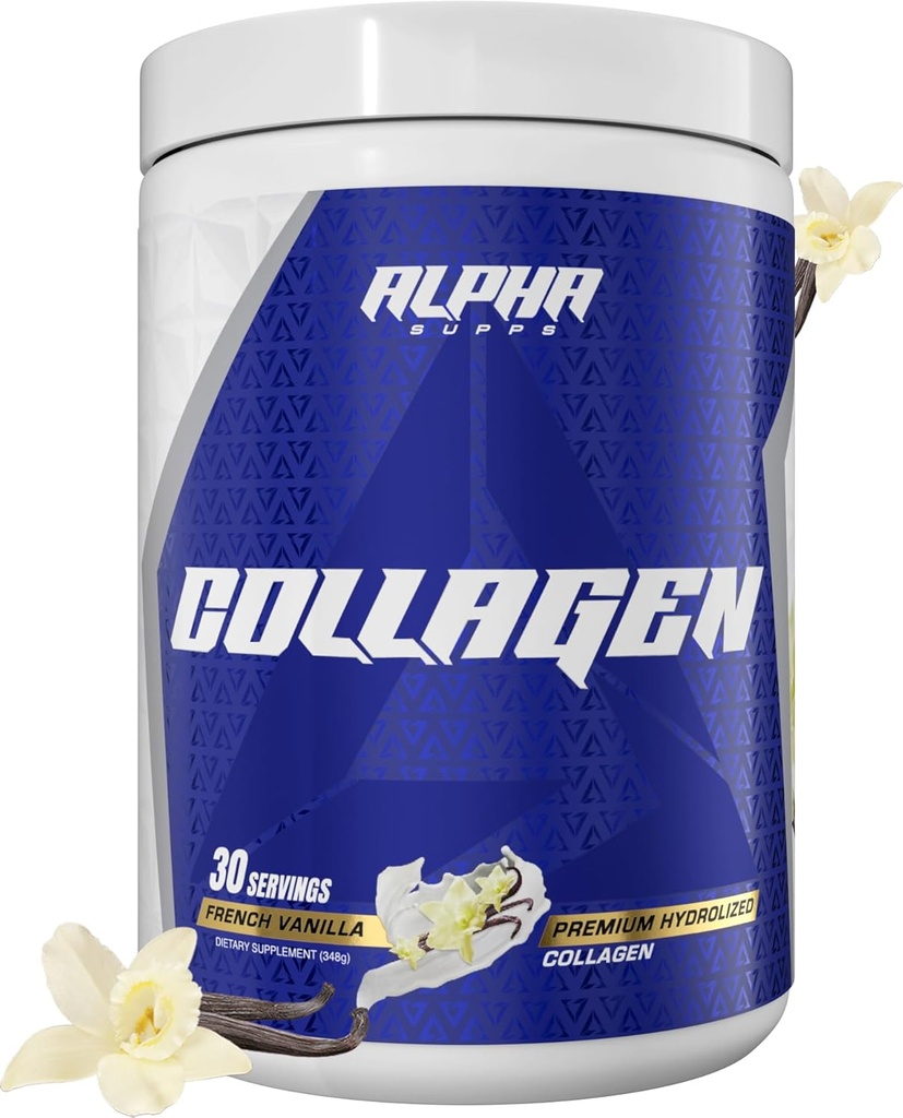 Alpha Supps Premium Hidrolyzed Collagen protein Toz - Erkek ve Kadınlar için Digestive Enzymes - 30 Hizmet (Fransız Vanilla)