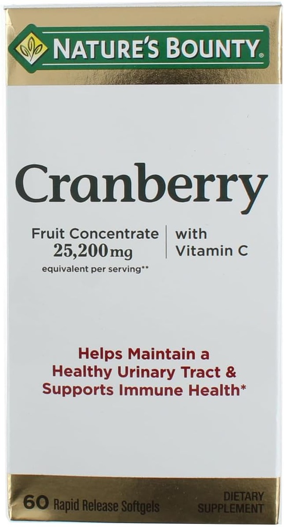 Nature's Bounty Cranberry Diyetary Supplement 60 Soft Gels