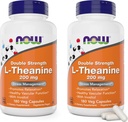 NOW Foods L-Theanine, Double Strength 200 mg Per Cap - 180 Veg Capsules (Pack of 2) (360 Total caps) - Enhanced with 100mg Inositol - Vegetarian, Non-GMO - Ltheanine 200mg Supplement