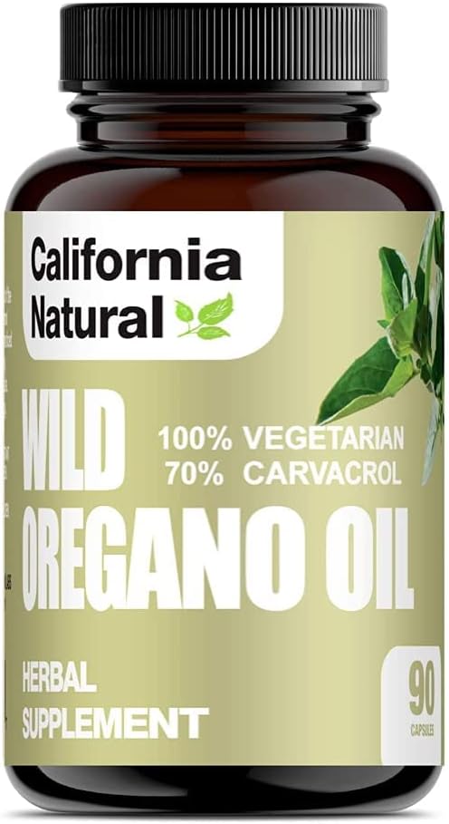 Wild Oregano Oil Vegetarian Soft Capsules - California Natural - Immune System & Digestive Support - Gut Health & Health Digestion - 100% Vegetarian -% 70 Carvacrol - Herbal 90 Count