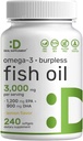 DEAL SUPPLEMENT Omega 3 Fish Oil Supplements, 3000 mg EN 240 Softgels – EPA 1.200 mg + DHA 900 mg – Burpless Pills, Lemon Flavored, Wild Caught – Brain & Heart Support – Mercury Free, Non-GMO