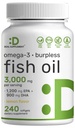 DEAL SUPPLEMENT Omega 3 Fish Oil Supplements, 3000 mg EN 240 Softgels – EPA 1.200 mg + DHA 900 mg – Burpless Pills, Lemon Flavored, Wild Caught – Brain & Heart Support – Mercury Free, Non-GMO