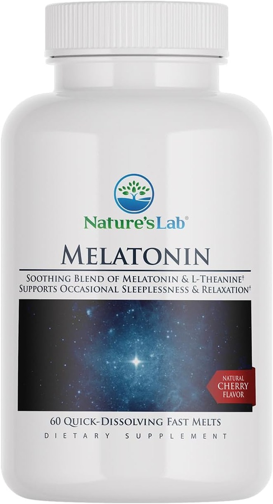 Nature's Lab Fast Melt Melatonin Tabletleri - L-Theanine + 6 mg of Melatonin - 60 Kont