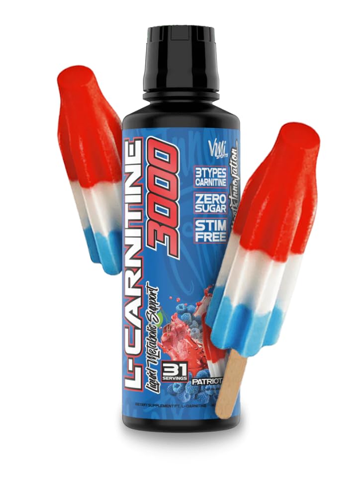 L-Carnitine 3000 Liquid | 3000 mg Carnitine Supplement | Zero Calorie Zero Sugar Keto Friendly for Men and Women – Great Tasting| 31 Servisler (Patriot Pop, 16 fl. oz.)